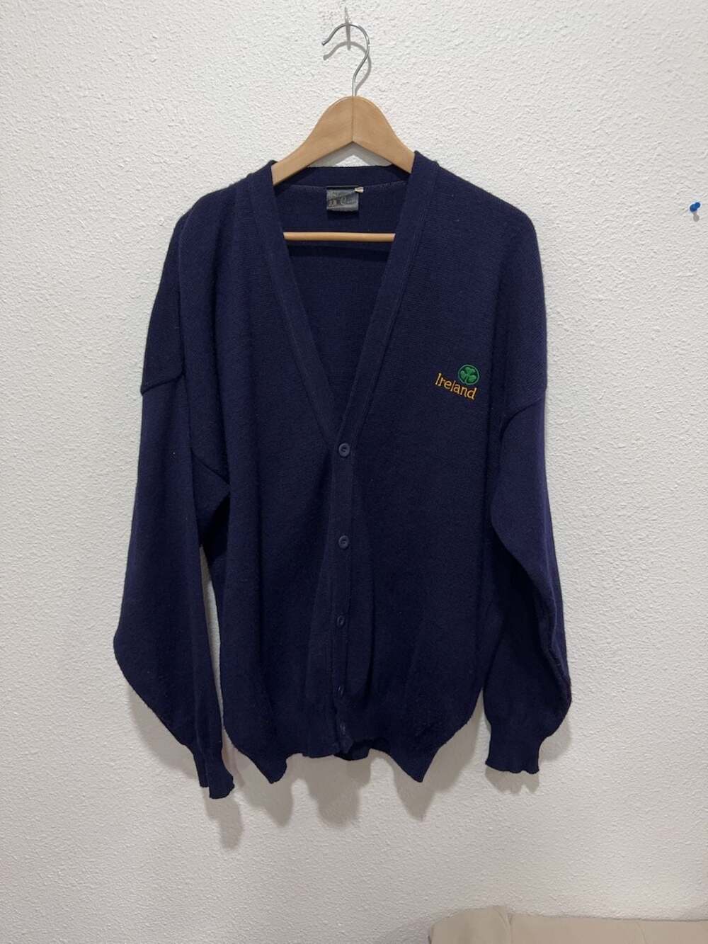 Vintage Blarney Castle Knitwear Ireland Sweater Men Size XL Blue Cardigan.